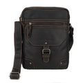 Brown Denver leather crossbody bag by Minori Leather, unisex style with adjustable strap and sleek design.