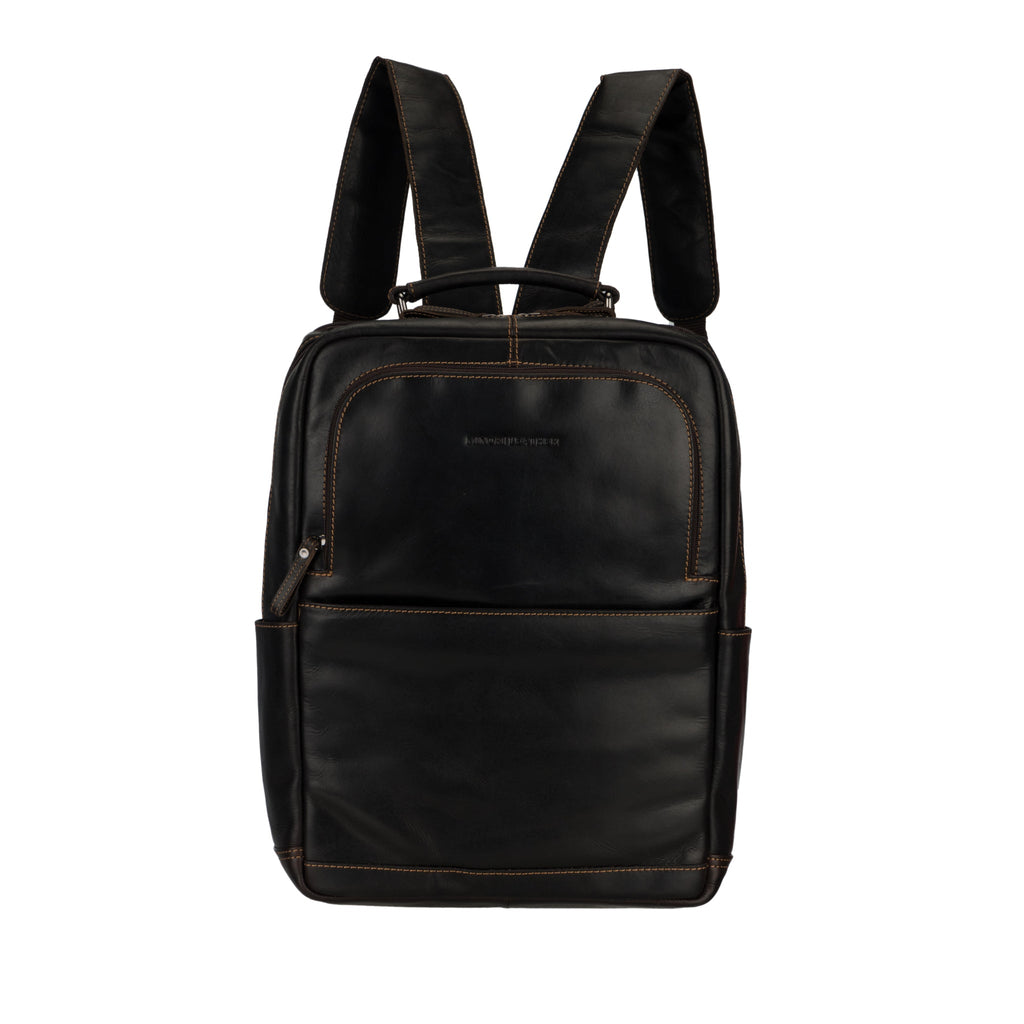 Brown Orlando leather backpack by Minori Leather, 16-inch unisex backpack with stylish leather straps and spacious interior.