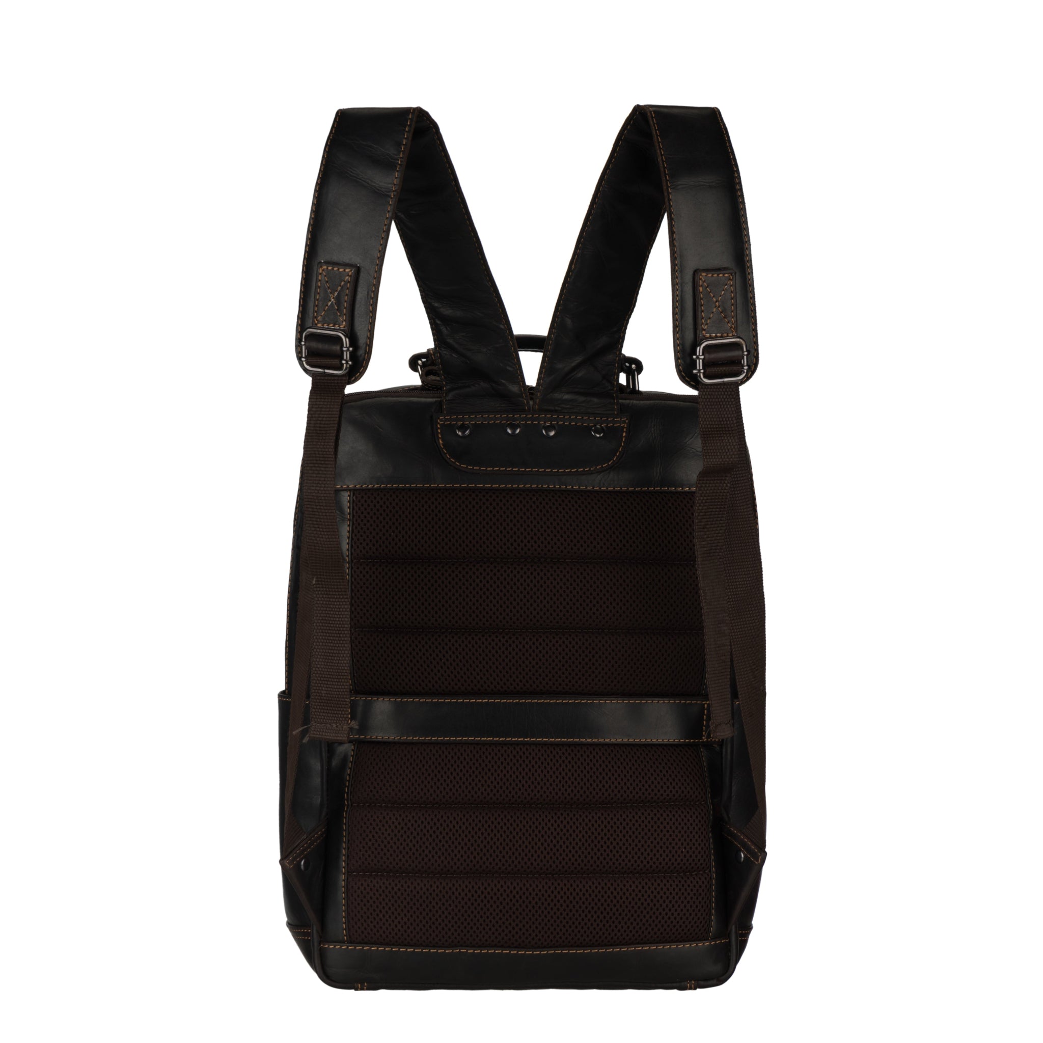Brown Orlando leather backpack by Minori Leather, 16-inch unisex backpack with adjustable straps and multiple compartments.