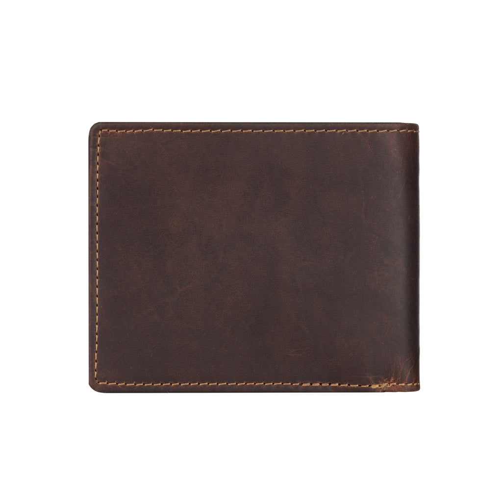 Minori Leather Charlie men's chestnut leather wallet with multiple card slots and a sleek, slim design.