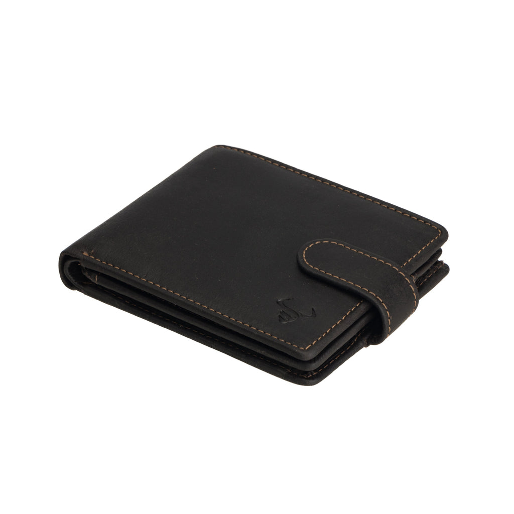 Minori Leather Phoenix Brown leather clip wallet for men with multiple card slots and sleek design.