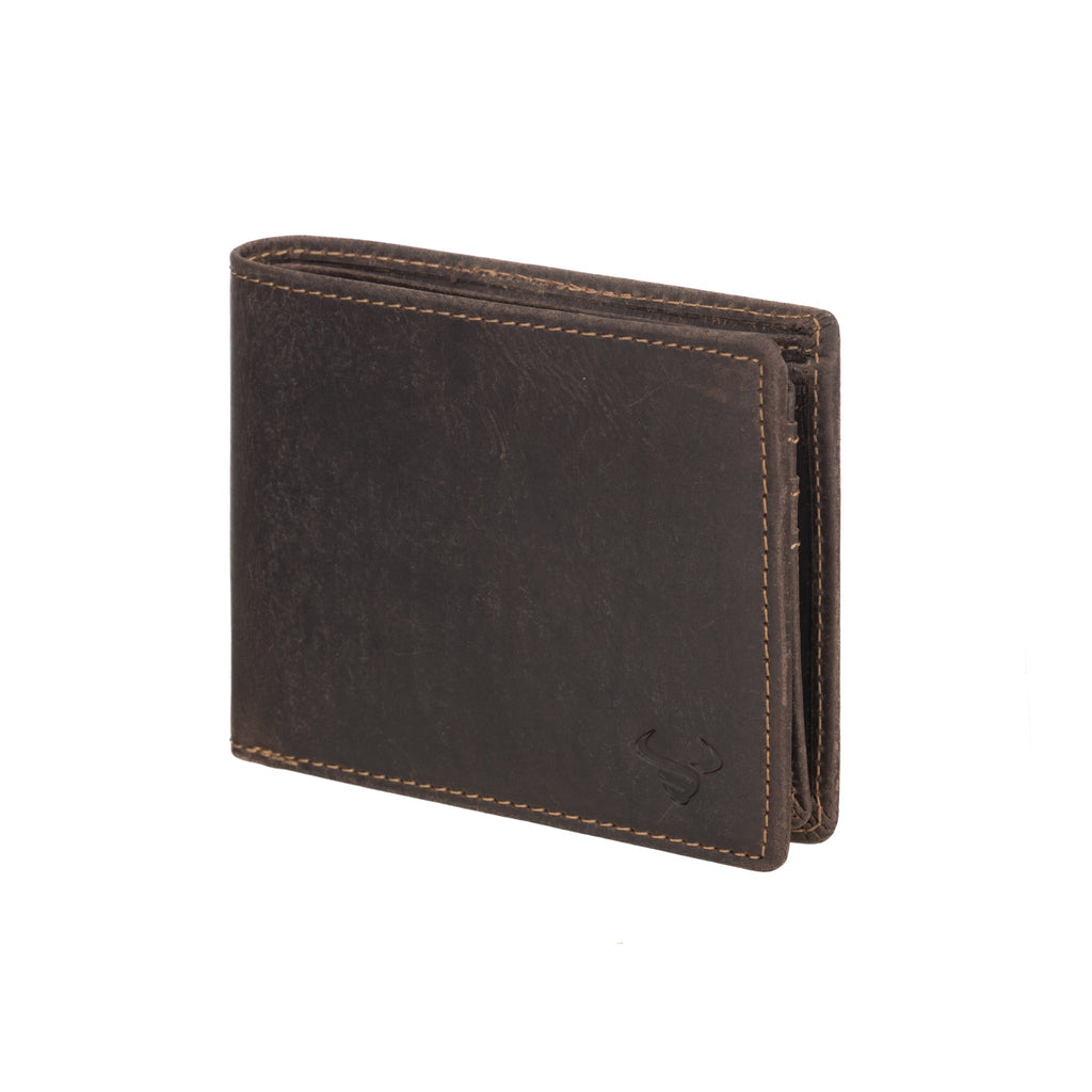 Minori Leather Charlie men's brown leather wallet with multiple card slots and a sleek, classic design.