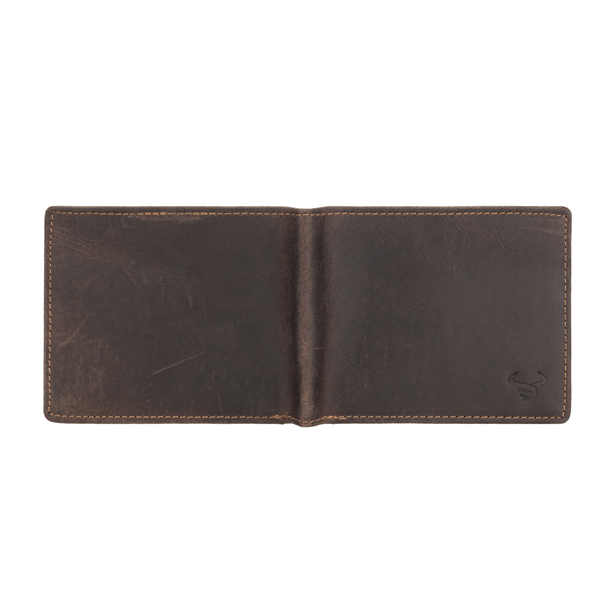 Brown Charlie leather wallet for men by Minori Leather, featuring multiple card slots and a sleek, compact design.