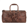 Unisex Miami Leather Weekender Duffle Bag in chestnut by Minori Leather, featuring durable leather and spacious interior for travel.