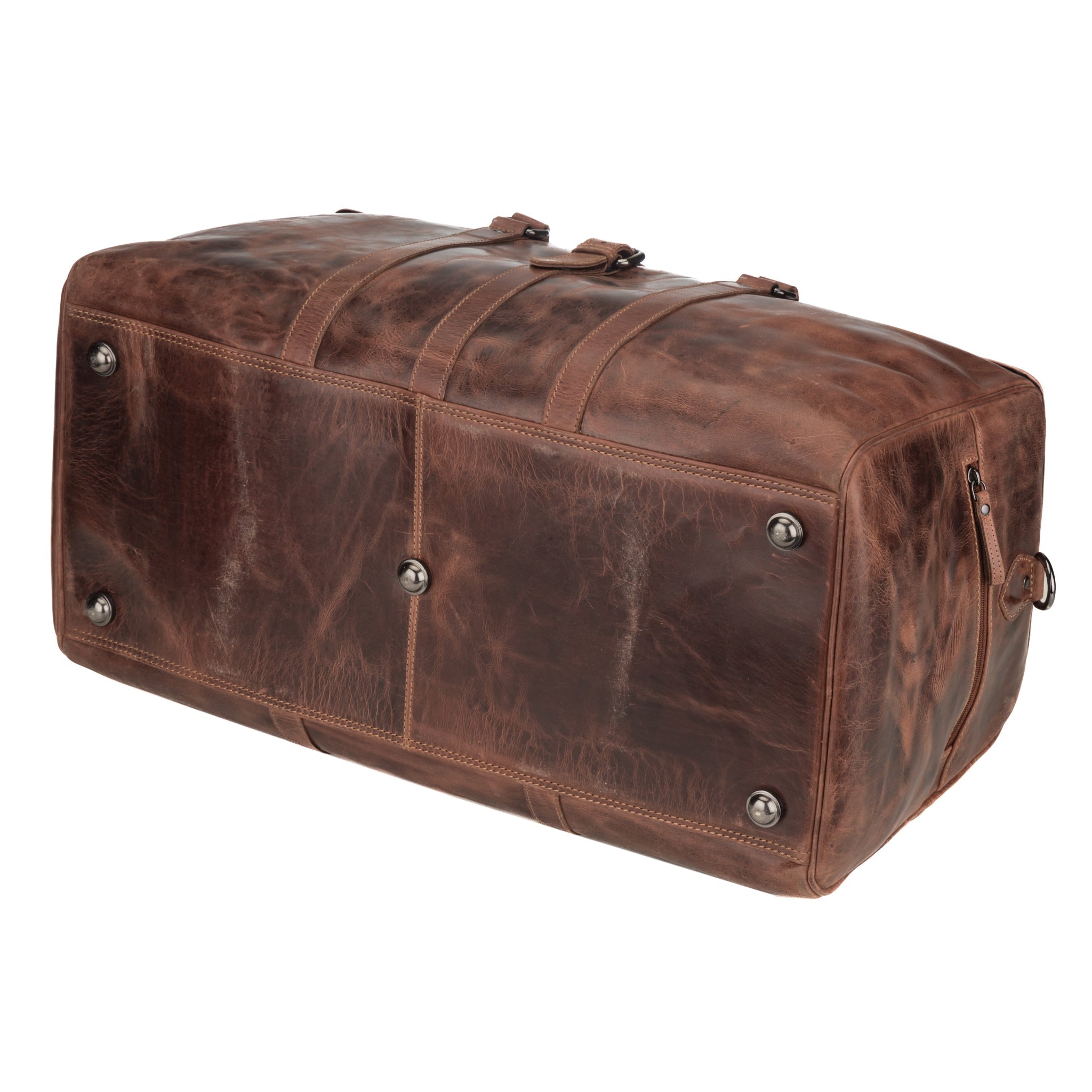 Minori Leather Miami Leather Weekender Bag in chestnut, unisex duffle bag with leather handles and spacious interior.