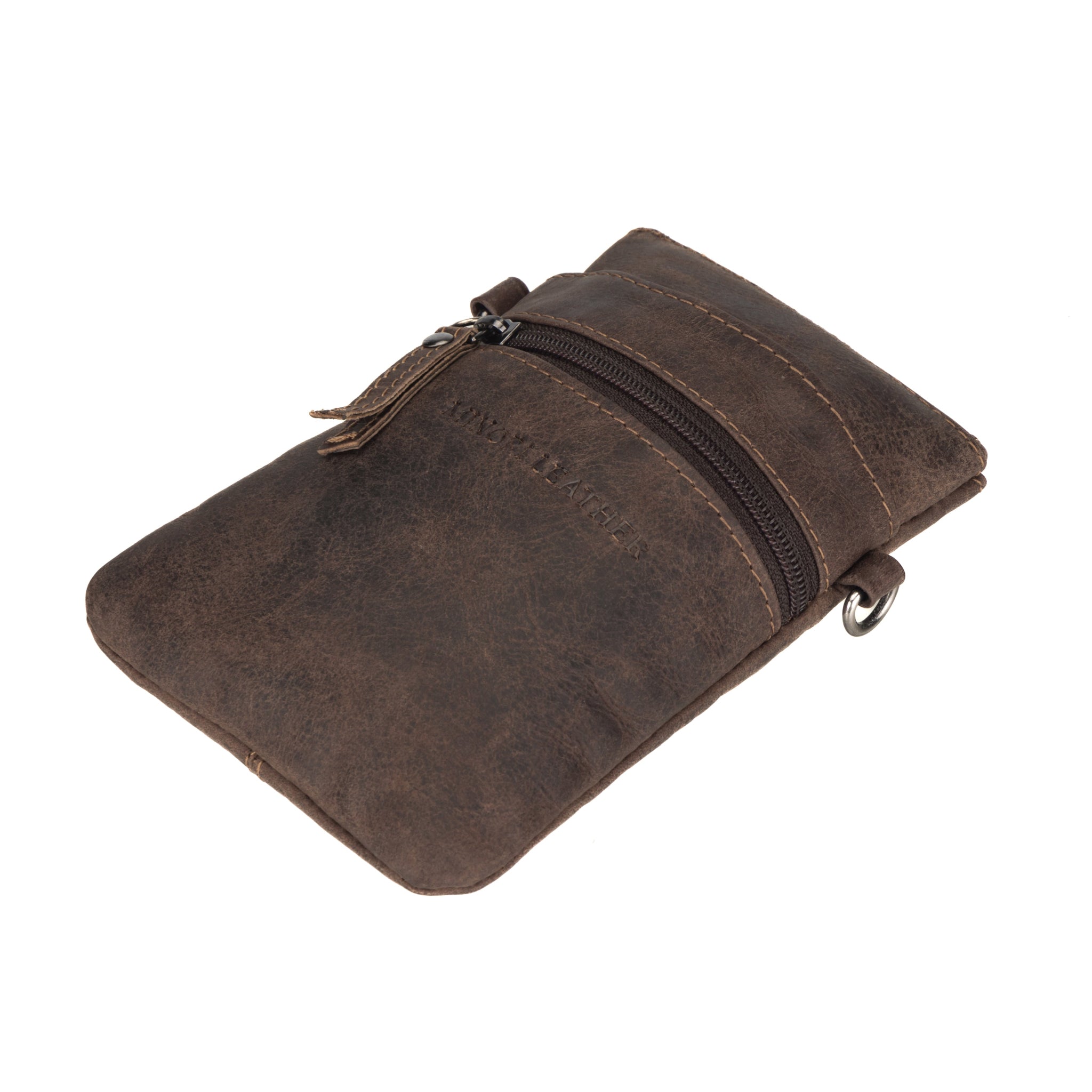 Minori Leather Ashford brown leather sling bag for men and women, featuring a sleek unisex design with adjustable strap.
