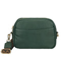 Forest green Evelyn leather crossbody bag for women by Minori Leather, showcasing sleek design and adjustable strap.