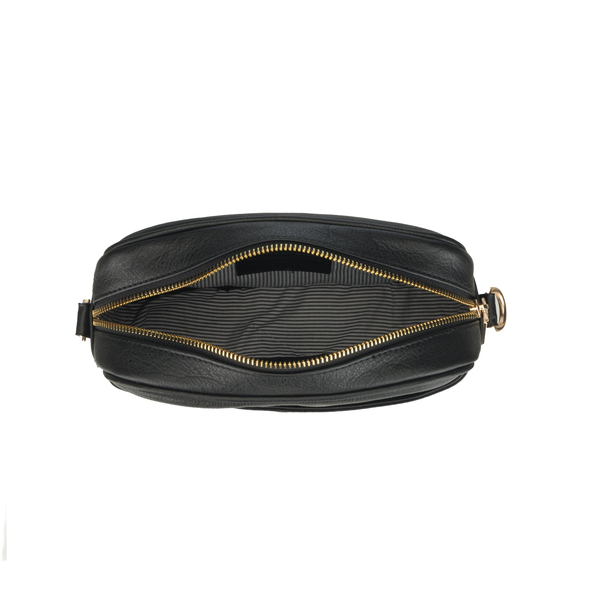 Black Evelyn Leather Crossbody Bag for women by Minori Leather, featuring a sleek, compact design with adjustable strap and premium leather.