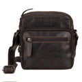 Minori Leather Cove Brown Crossbody Bag showcasing adjustable strap and sleek leather design.