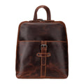 Minori Leather Isla Leather Backpack for women in chestnut, featuring a stylish and functional design with adjustable straps.