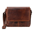 Minori Leather Austin leather satchel bag, 11-inch chestnut crossbody bag for men and women, stylish unisex accessory.