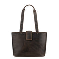 Minori Leather Everett Brown leather shoulder tote bag with dual handles and spacious interior, stylish for everyday use.