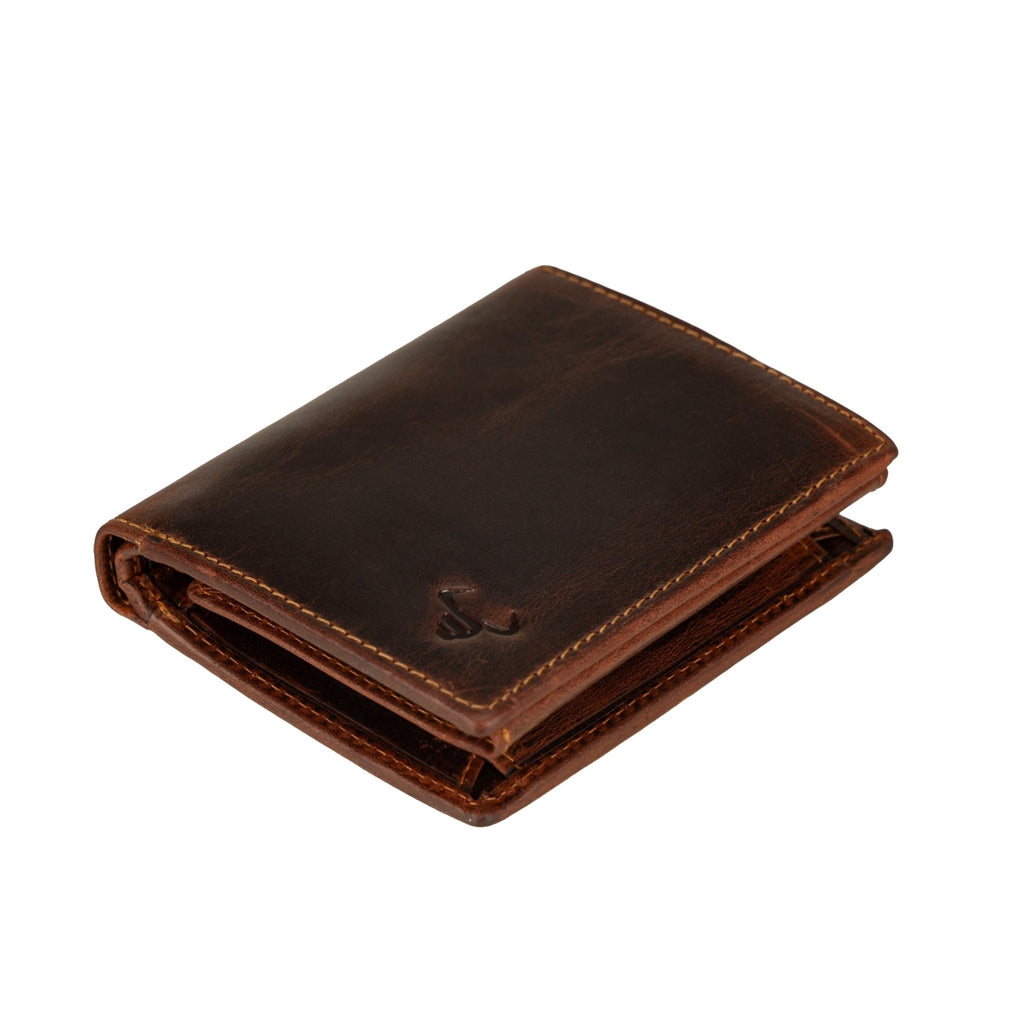 Philip Leather Trifold Wallet for Men in Chestnut - Minori Leather