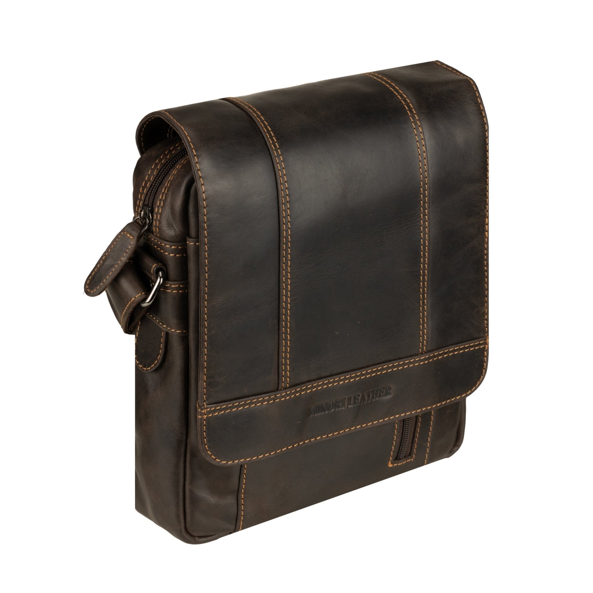 Boulder Leather Crossbody Bag in Brown - Minori Leather