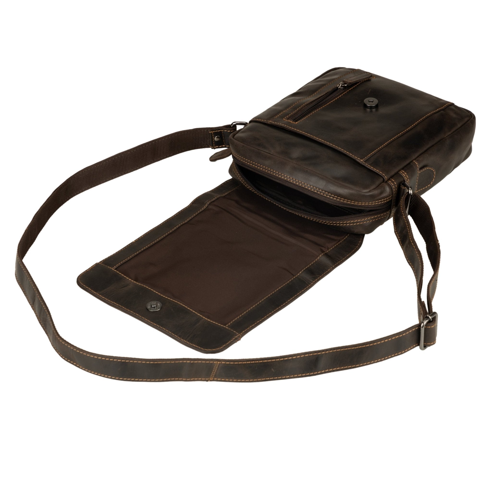 Boulder Leather Crossbody Bag in Brown - Minori Leather