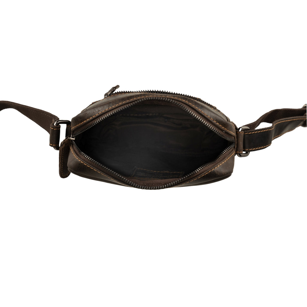 Asheville Leather Crossbody Bag – Unisex – Brown - Minori Leather