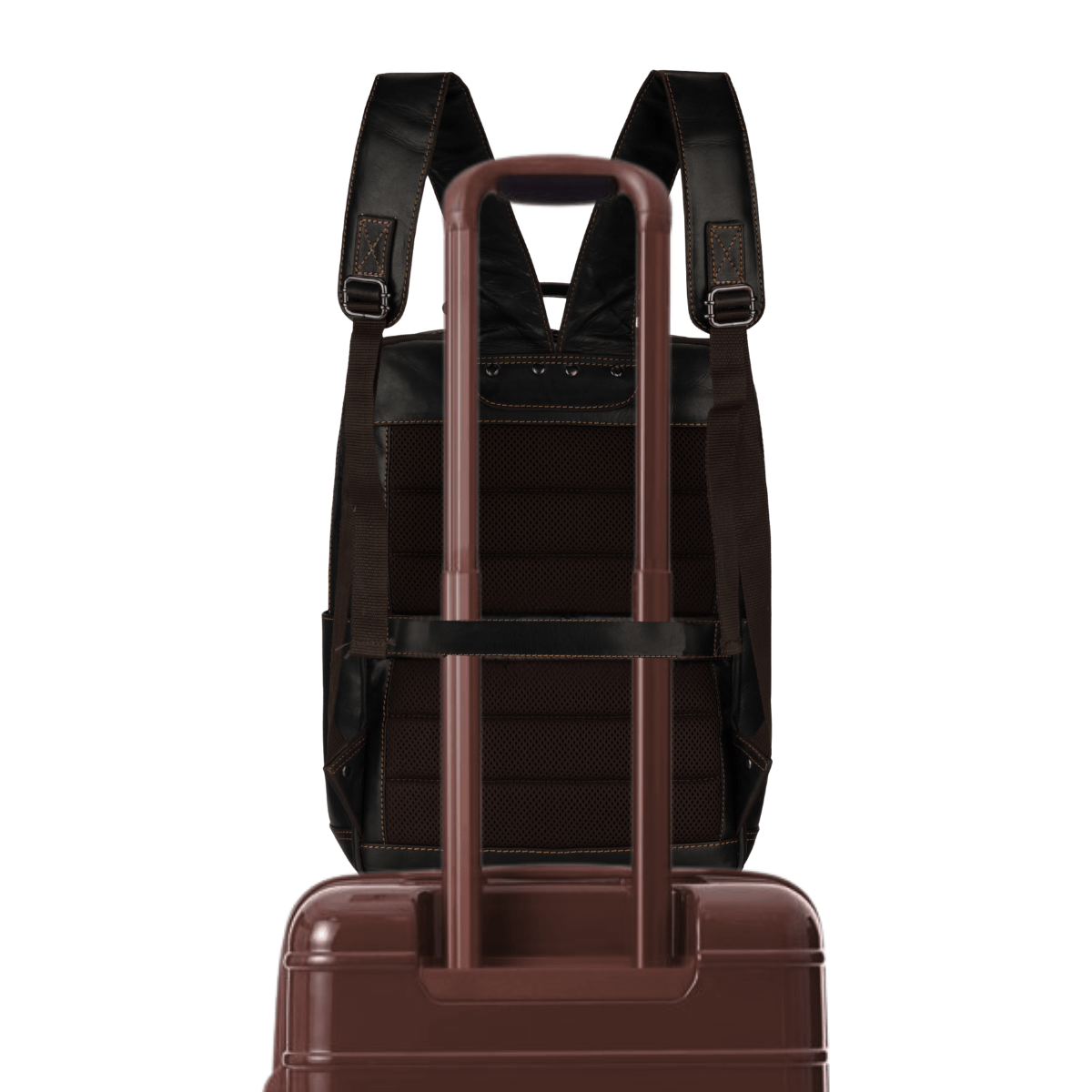 Minori Leather Orlando unisex brown leather backpack with 16-inch size, featuring adjustable straps and spacious interior.