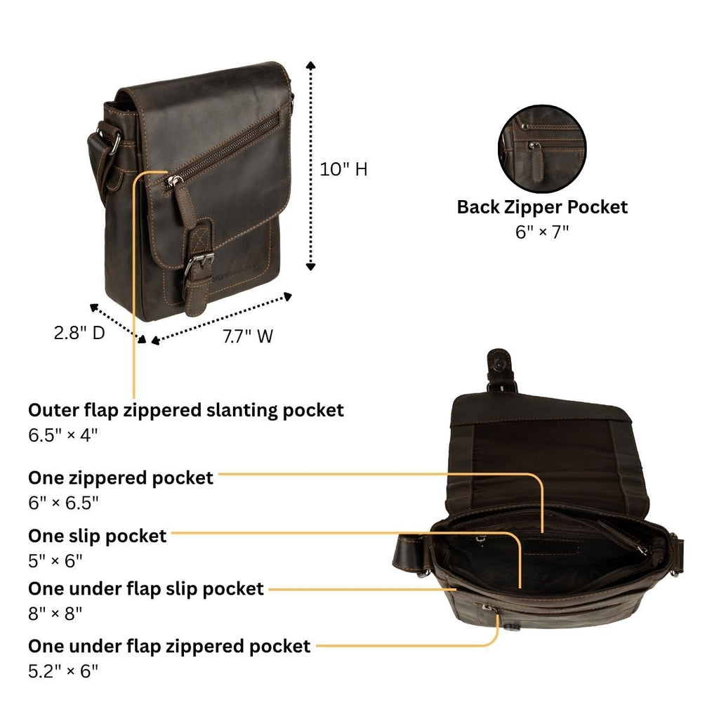 Dallas Leather Crossbody Bag – Unisex – Brown - Minori Leather