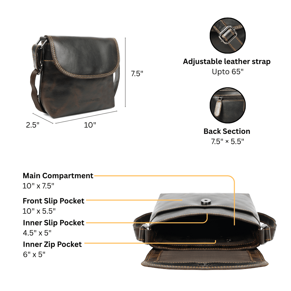 Metro Leather Crossbody Bag in Brown - Minori Leather