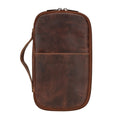 Minori Leather Monroe Leather Passport Wallet in chestnut leather with multiple card slots and a secure passport compartment.