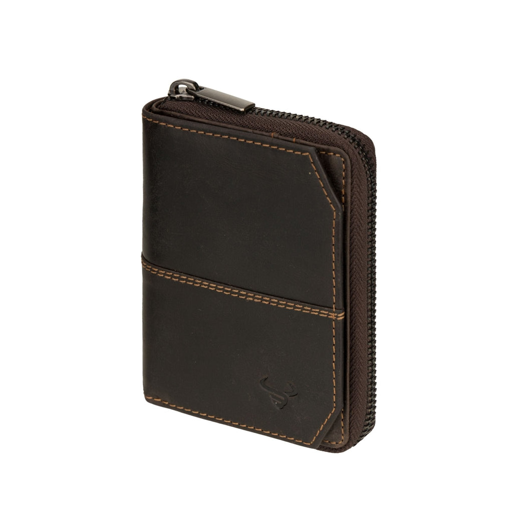 Minori Leather Nora brown leather wallet with multiple card slots and a sleek design, displayed on a neutral background.