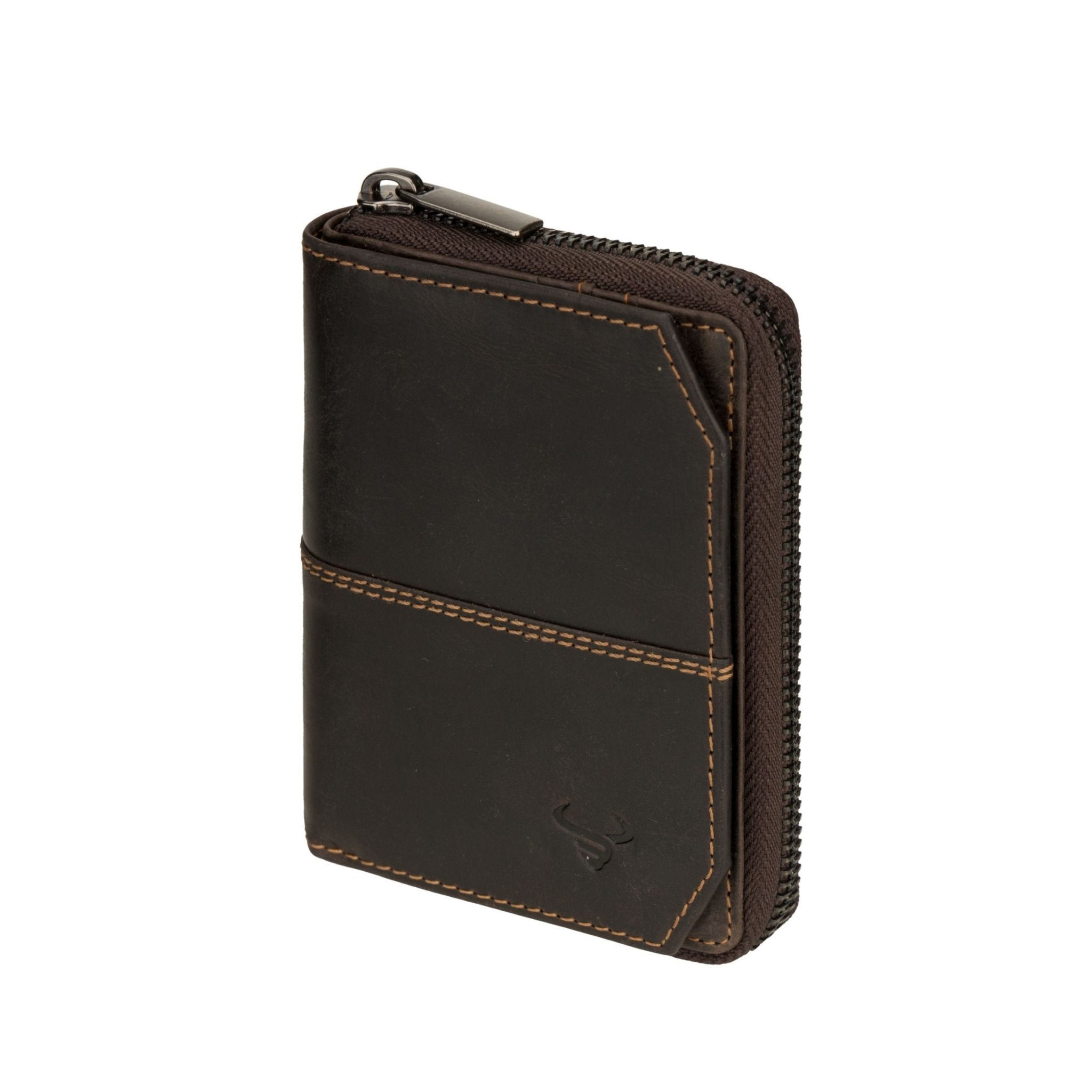 Minori Leather Nora brown leather wallet with multiple card slots and a sleek design, displayed on a neutral background.