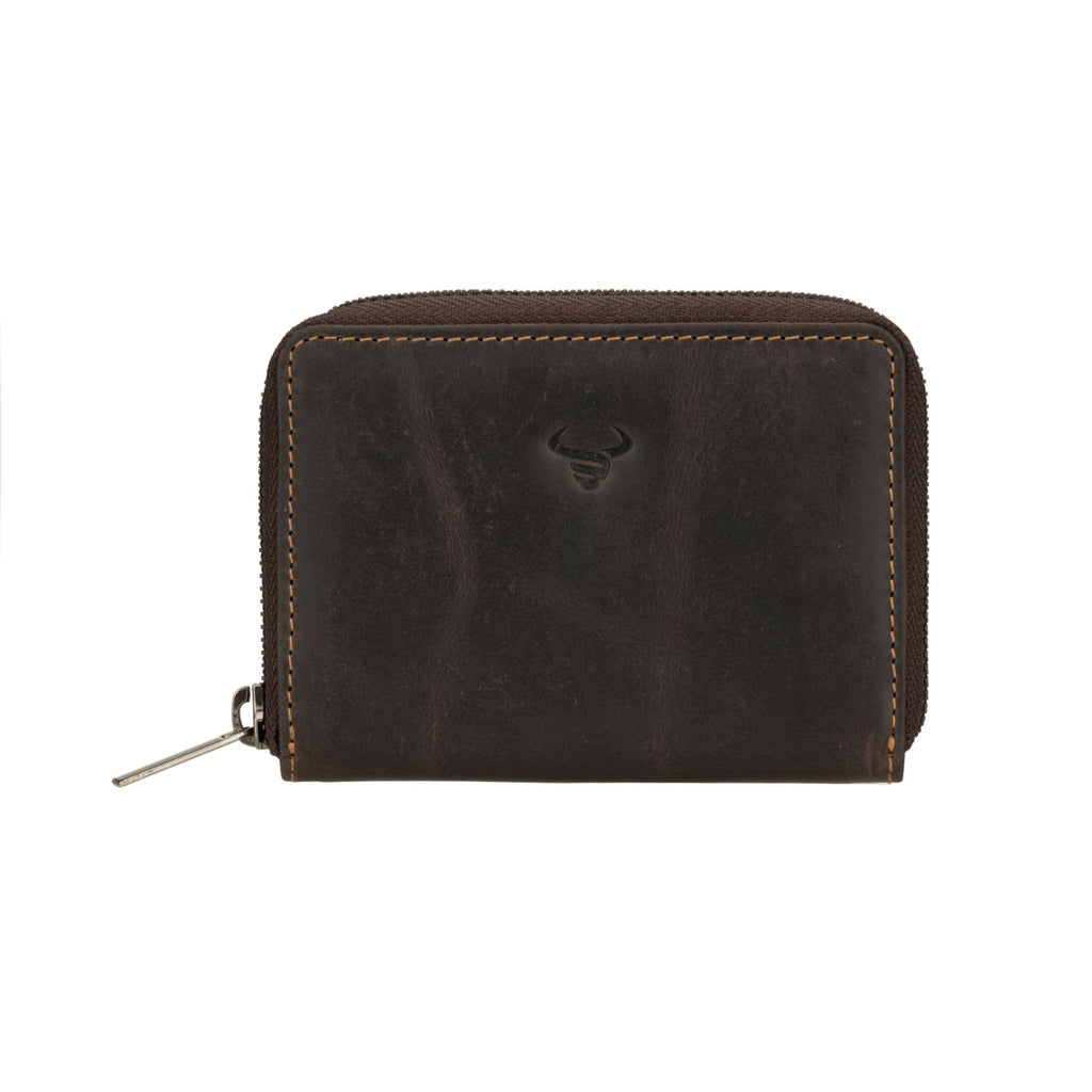 Brown Hazel leather wallet by Minori Leather with multiple card slots and a sleek, compact design.