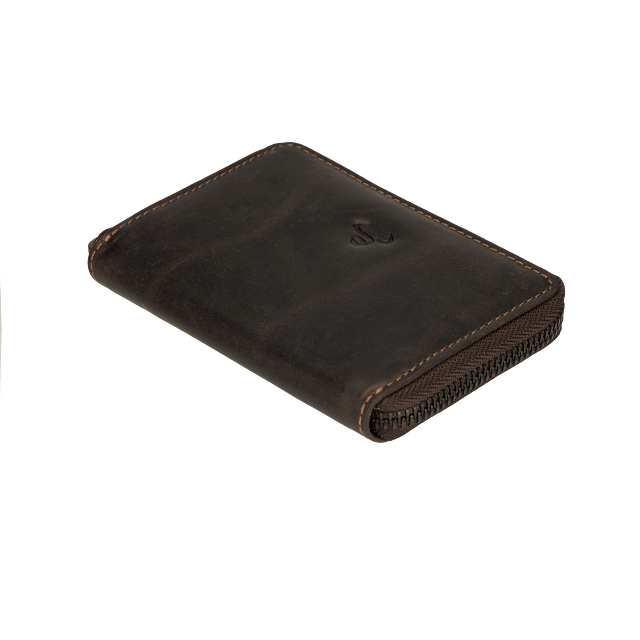 Brown Hazel leather wallet by Minori Leather, showing the sleek design and textured leather exterior.