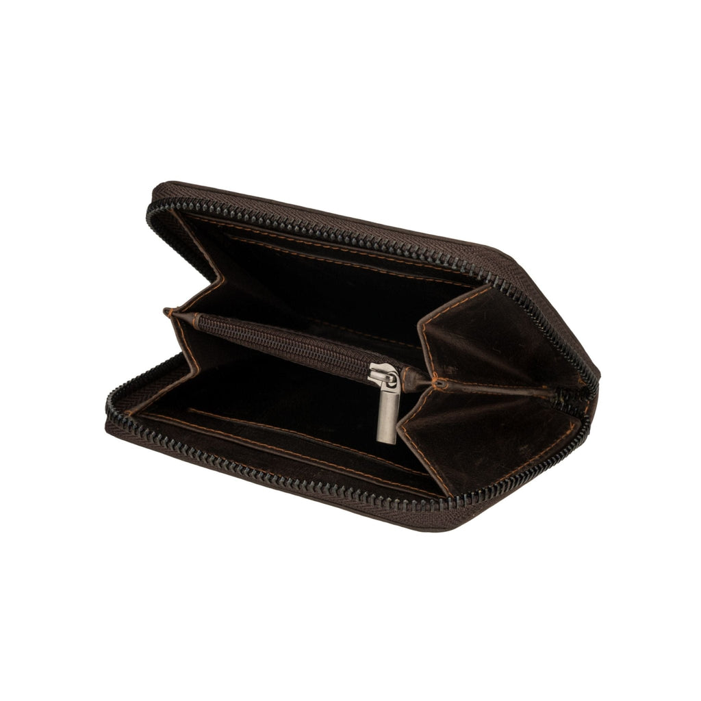 Brown Hazel leather wallet by Minori Leather featuring multiple card slots and a sleek, classic design.