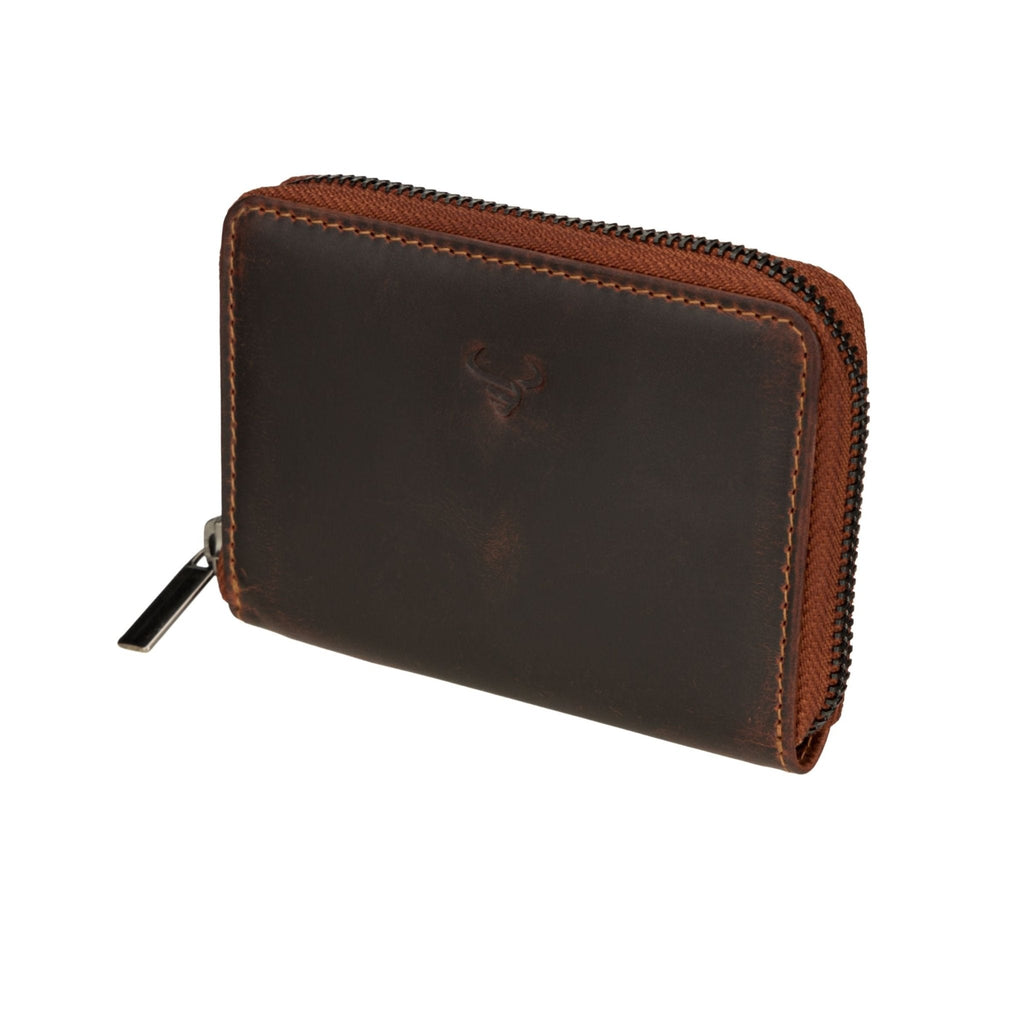 Minori Leather Hazel leather wallet in chestnut with multiple card slots and a sleek, compact design for everyday use.