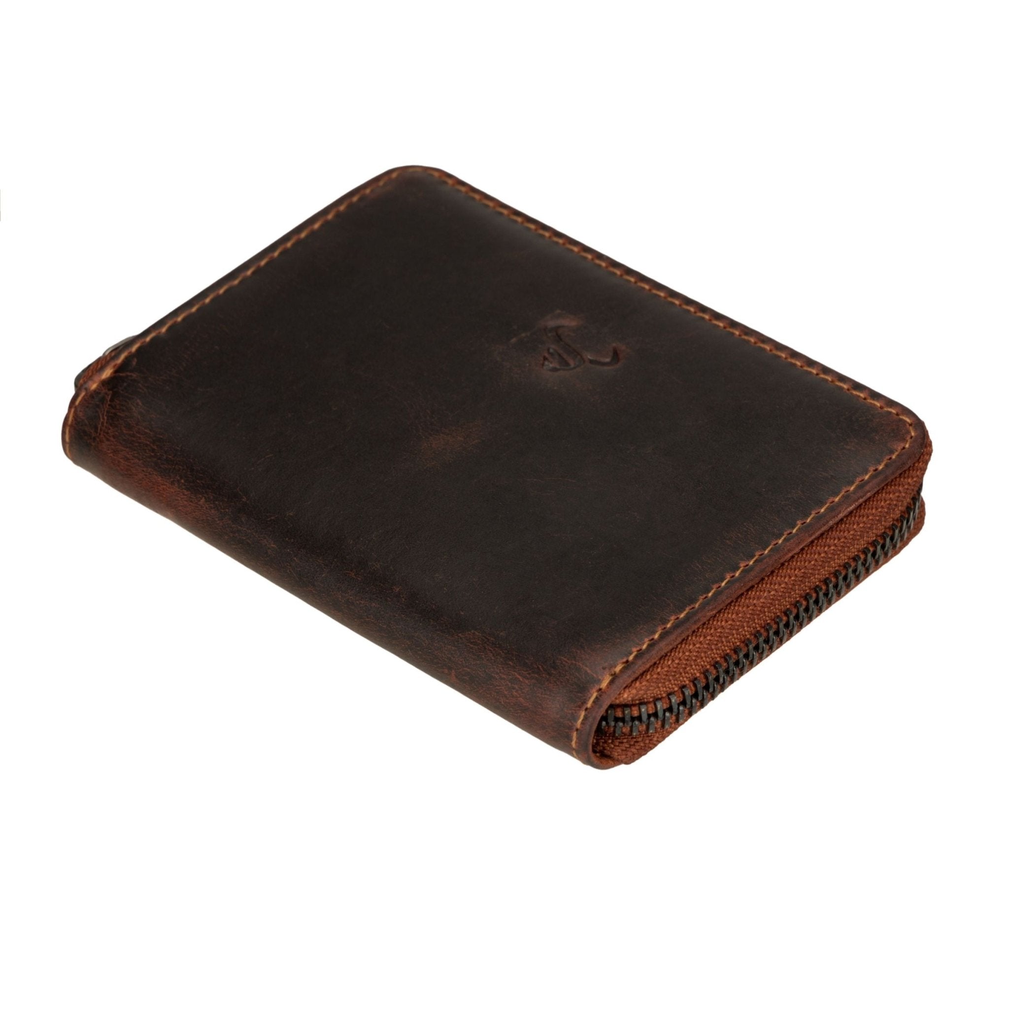 Minori Leather Hazel leather wallet in chestnut with multiple card slots and a sleek, compact design.