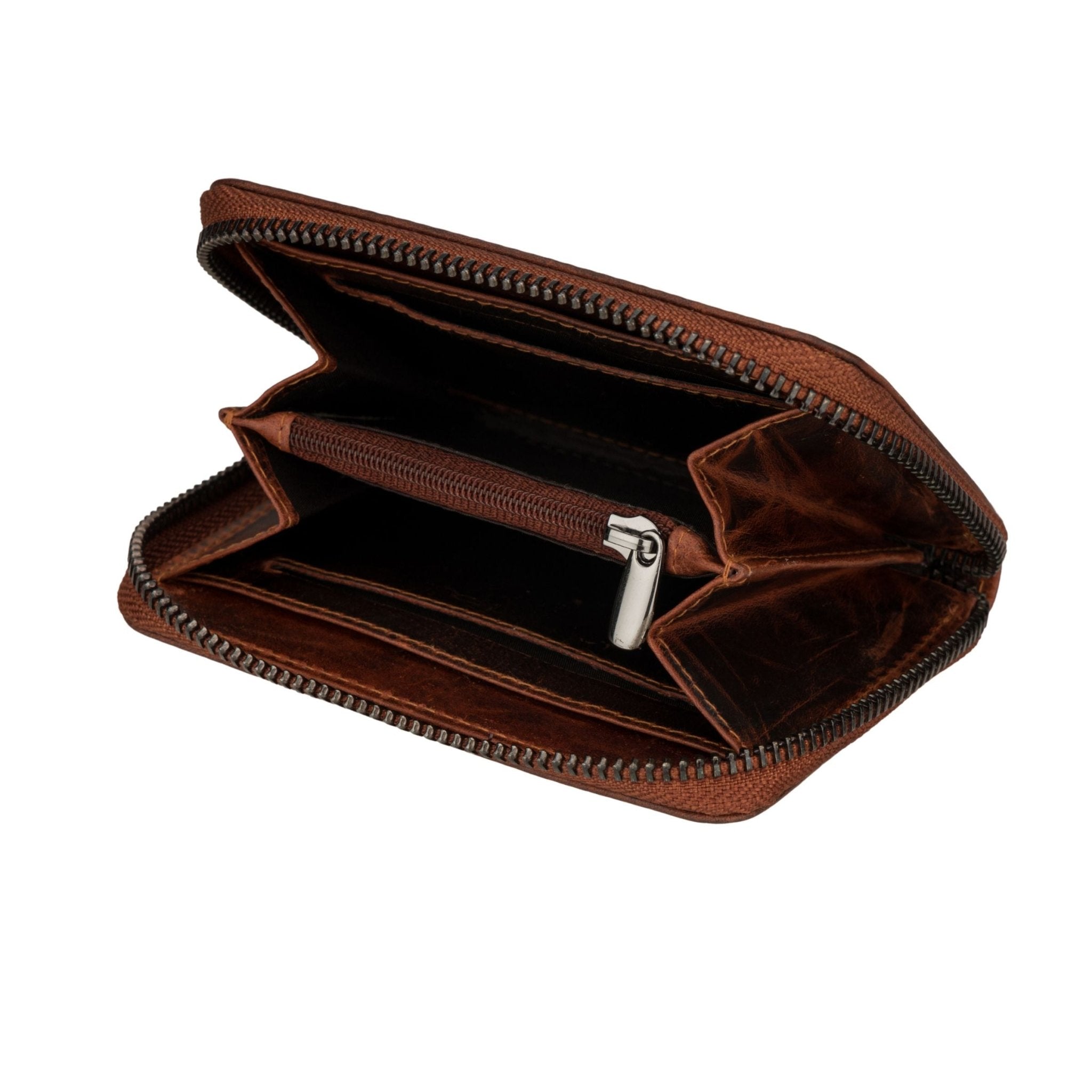 Minori Leather Hazel leather wallet in chestnut color showing multiple card slots and classic wallet design.