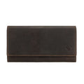 Minori Leather Charlotte leather wallet in brown showing multiple card slots and sleek design.