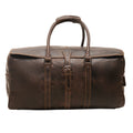 Brown Miami Leather Weekender duffle bag by Minori Leather, stylish travel bag with sturdy leather construction and spacious interior.