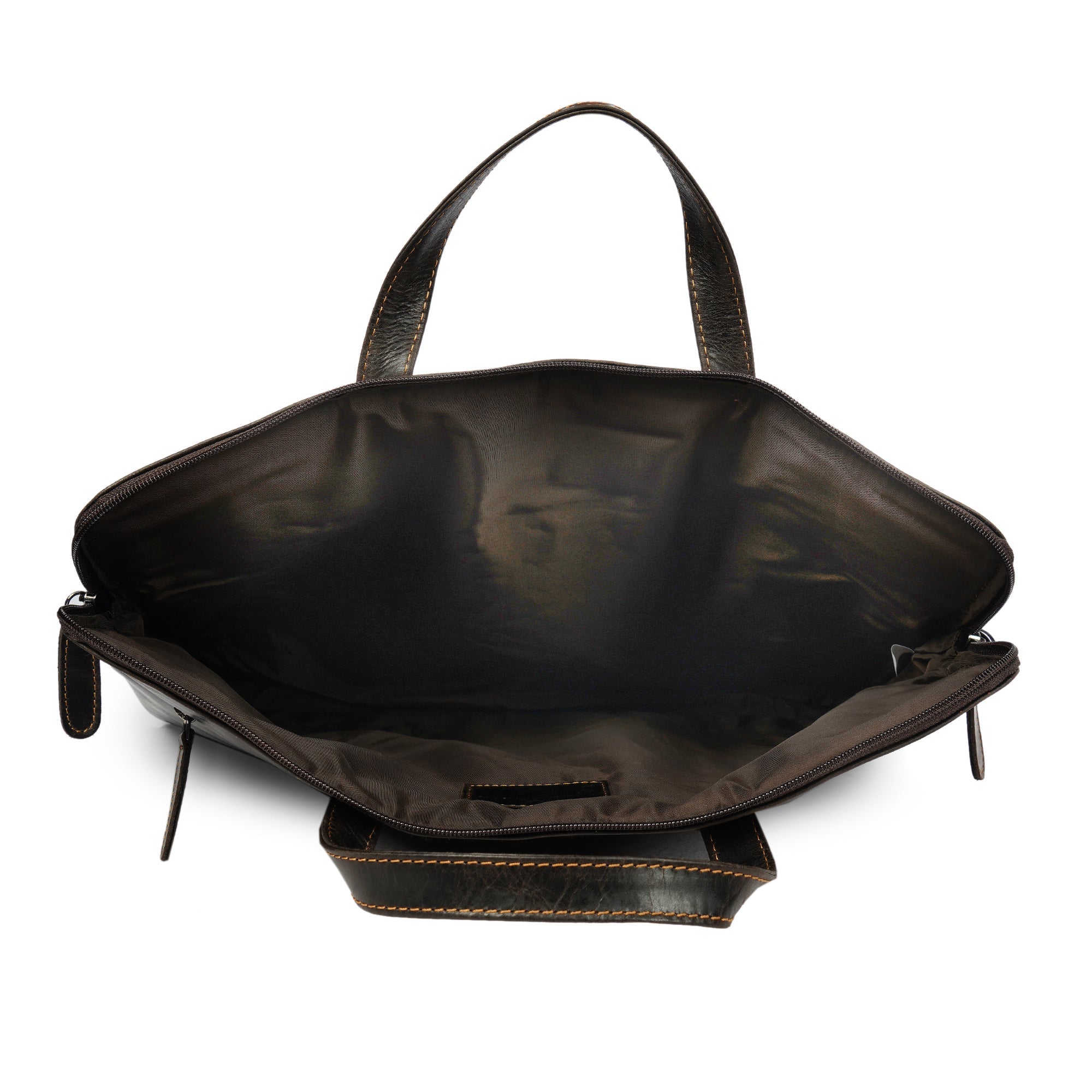 Brown Atlas Leather 14-inch laptop sleeve by Minori Leather, featuring smooth leather and unisex design.