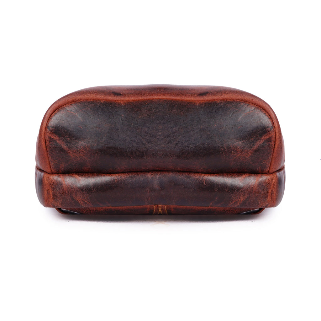 Minori Leather Luxe Leather Sling Crossbody Bag in Chestnut with adjustable strap and sleek design.