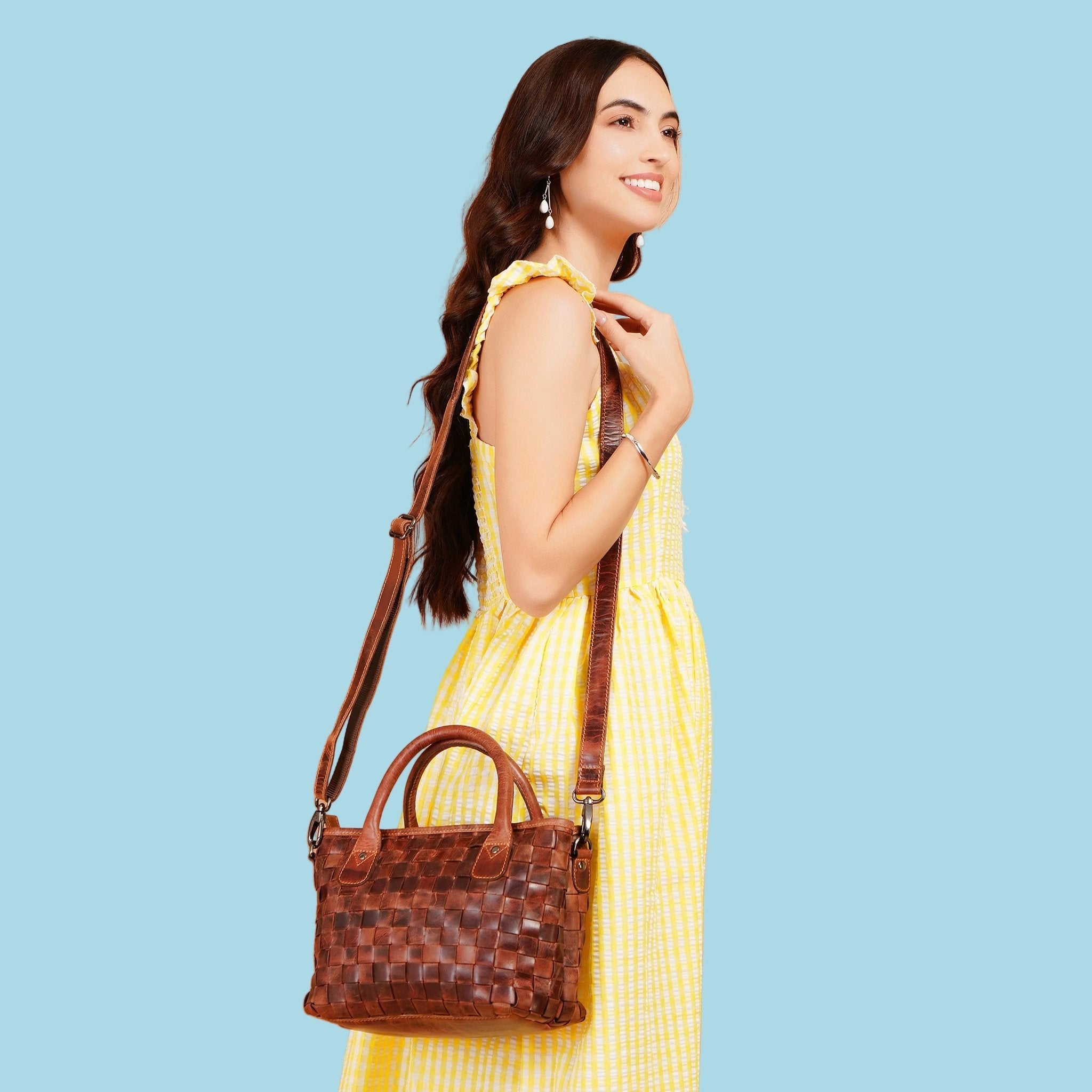 Chestnut Florence leather tote bag by Minori Leather, women's hand bag with sturdy handles and spacious interior.