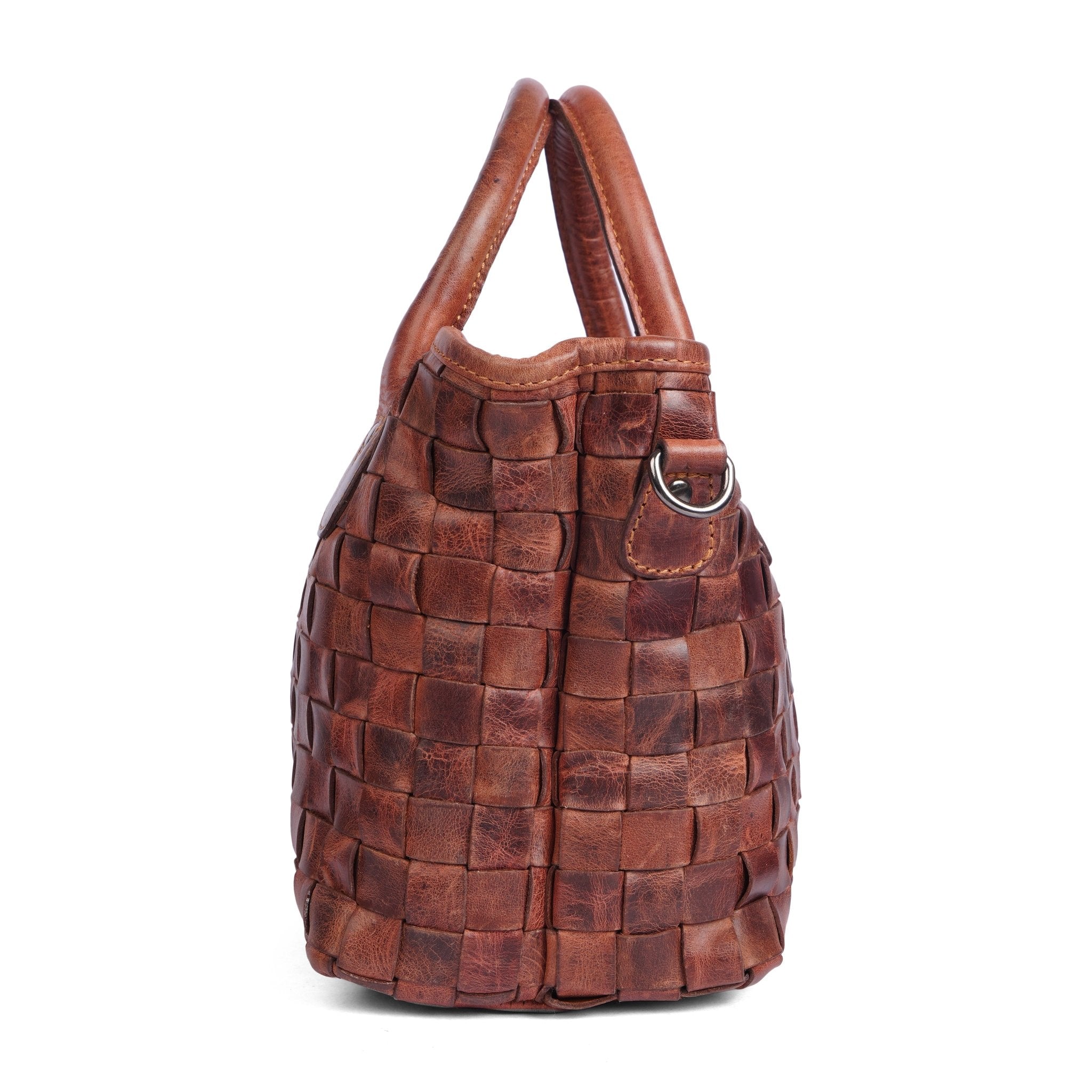 Minori Leather Florence leather tote bag for women in chestnut, featuring a spacious hand bag design with sturdy handles.