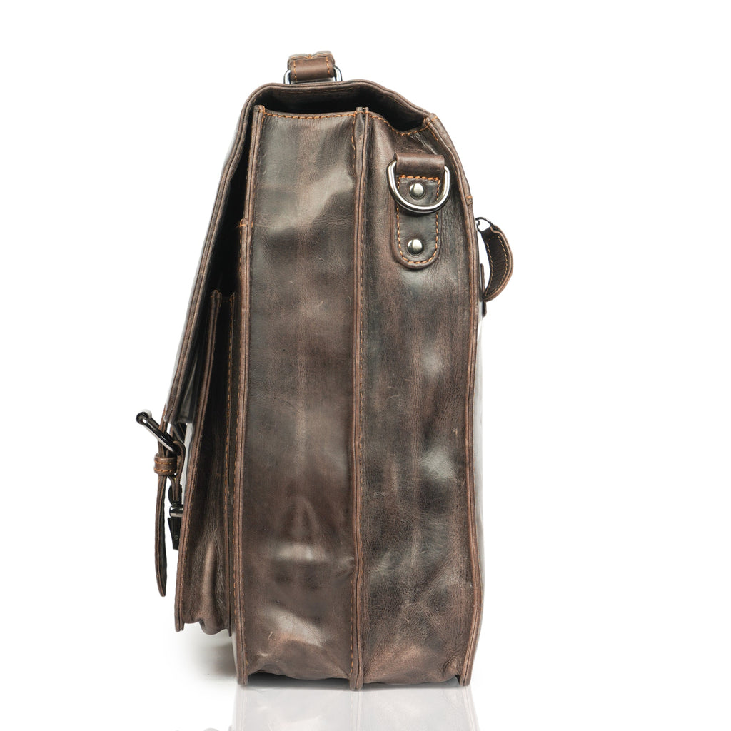 Minori Leather Cambridge leather briefcase bag with sturdy handle and classic design, suitable for professional use
