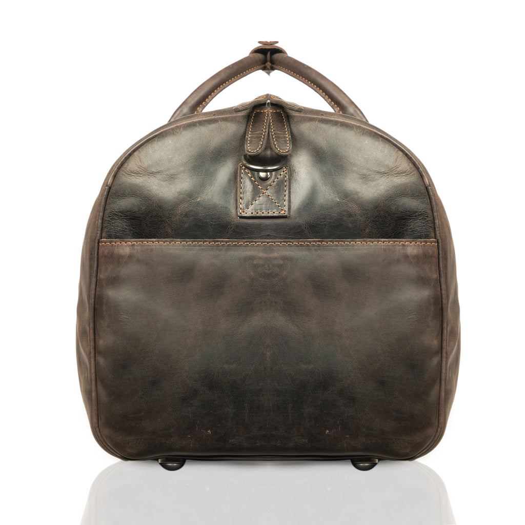 Minori Leather Jackson Leather Weekender Duffle Bag with handles and shoulder strap, made of high-quality leather.