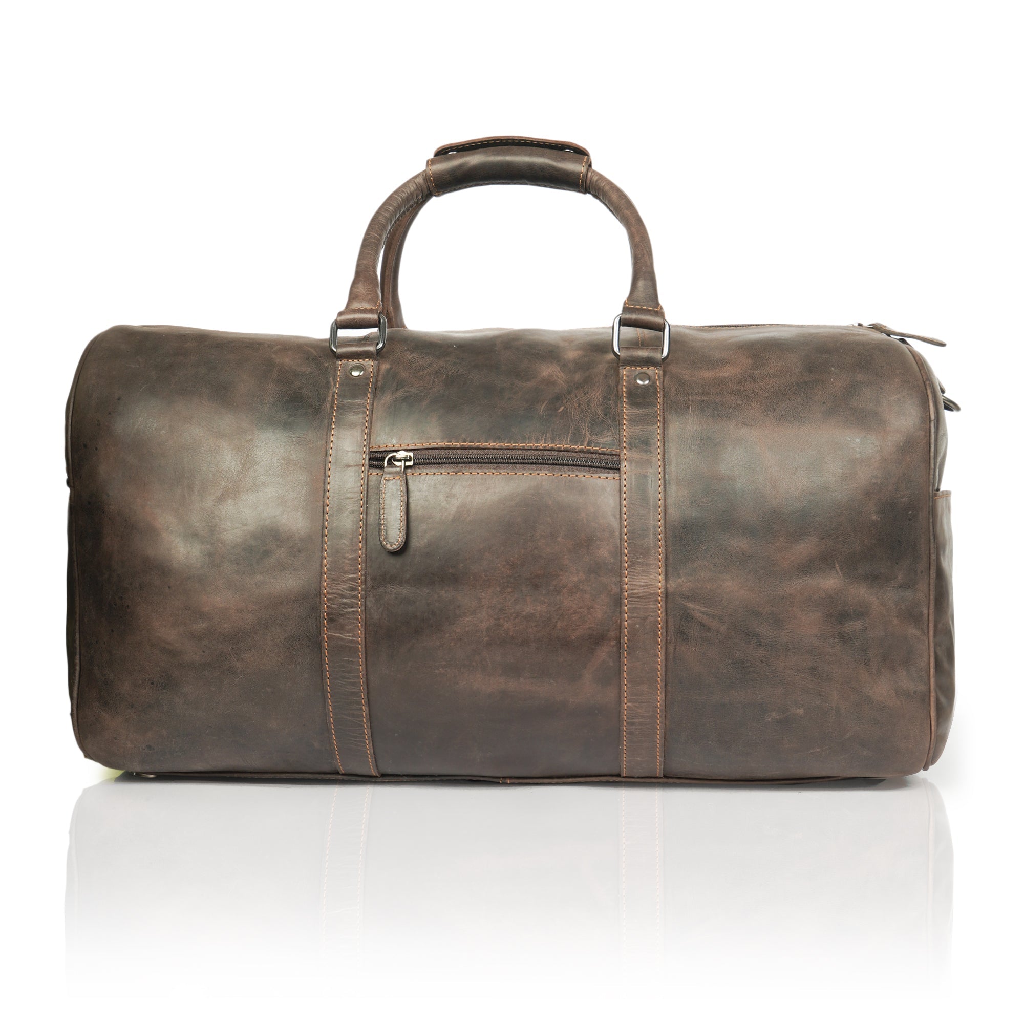 Minori Leather Jackson leather weekender duffle bag with shoulder strap and sturdy handles, stylish travel accessory.