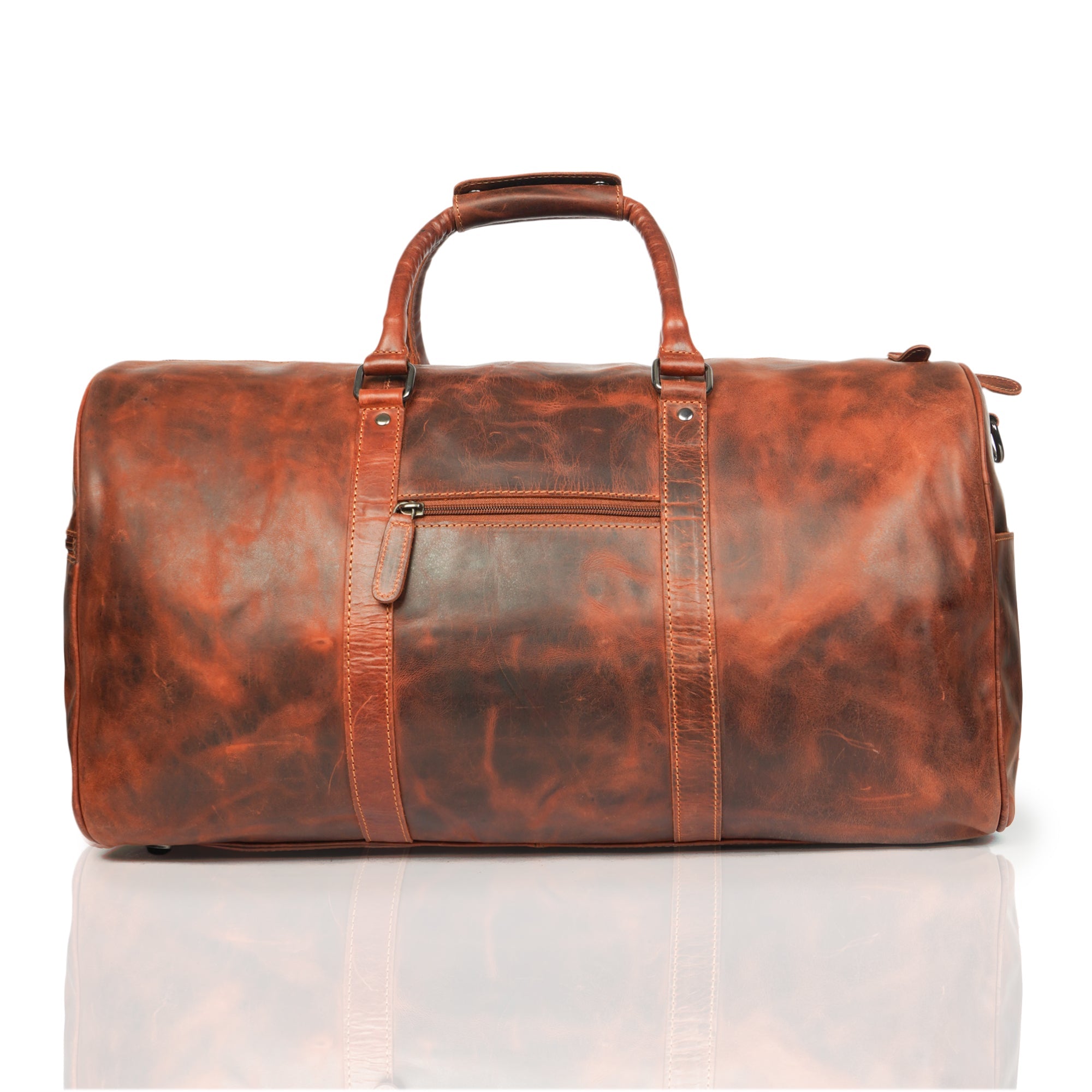 Minori Leather Jackson Leather Weekender Duffle Bag with handles and spacious interior, crafted from high-quality leather.